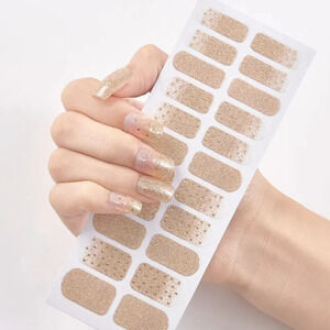 Trendy Full Nail Stickers, Geometric Pattern Wrap Nail Stickers, Glitter